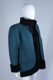YVES SAINT LAURENT 1980s Teal Jacket, Sheared Beaver Size 8