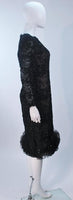 OSCAR DE LA RENTA  Black Lace Cocktail Dress Ruffled Hem Size 6-8
