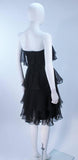 ESTEVEZ Black Silk Strapless Tiered Chiffon Cocktail Dress Size 4