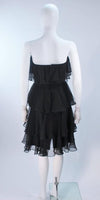 ESTEVEZ Black Silk Strapless Tiered Chiffon Cocktail Dress Size 4