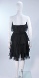 ESTEVEZ Black Silk Strapless Tiered Chiffon Cocktail Dress Size 4