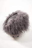 YVES SAINT LAURENT 1980s Gray Leather and Mongolian Lamb Hat