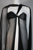 JACQUELINE DE RIBES Black and Ivory Silk Chiffon Gown