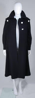 CUDDLE COAT 1980s Navy Wool Coat w/ White Buttons Size 6-8