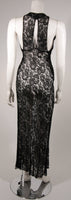 VINTAGE Black Stretch Lace Racer Style Back Gown