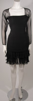 OSCAR DE LA RENTA  Black Silk Chiffon Cocktail Dress Size 10