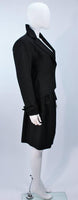 YVES SAINT LAURENT Black Wool Skirt Suit with Satin Trim Size 36