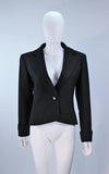 YVES SAINT LAURENT Black Wool Skirt Suit with Satin Trim Size 36