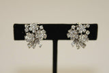 PLATINUM Diamond Floral Motif Clip On Earrings