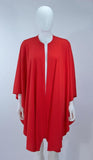 HALSTON Red Chiffon Gown with Jersey Cape Size 6-8