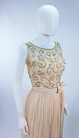 VINTAGE Circa 1960s Buttercream Chiffon Gown Size 2