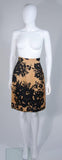 GIVENCHY 1980s Apricot Brown and Black Floral Print Suit Size 6-8