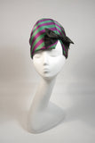 YVES SAINT LAURENT Rive Gauche Purple and Green Silk Hat with Bow