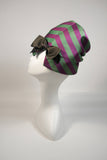 YVES SAINT LAURENT Rive Gauche Purple and Green Silk Hat with Bow