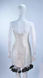CANTU & CASTILLO White Silk Cocktail Dress w/ Feathers Size 2