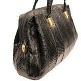 Judith Leiber Black Snake Skin Bag W/ Gold Detail