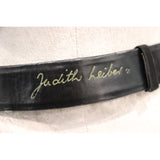 Judith Leiber Black Satin Belt W/ Rhinestone Accents