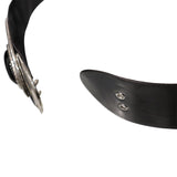 Judith Leiber Black Wide Leather Belt W/ Silver Hardware
