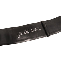 Judith Leiber Black Wide Leather Belt W/ Silver Hardware