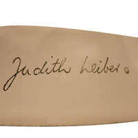 Judith Leiber Cream Belt W/ Signature Jewels On Gold Buckle