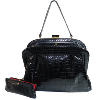 Koret Black Alligator Large Top Handle Bag