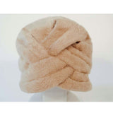Saks 5th Ave licensed reproduction of a Jeanne Lanvin 1960s Beige Wool Fuzzy Turban Hat