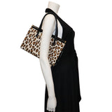 Saks Fifth Ave Leopard Motif Stenciled Pony-Hair Handbag Straps Circa 1960s