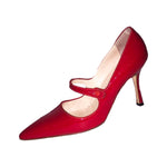 MANOLO BLAHNIK Red Patent Leather Campari Mary Jane Heels Size 39 1/2