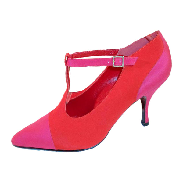 MOSCHINO Red and Pink T-Strap High Heel Shoes with Dust Bag Size 7 1/2