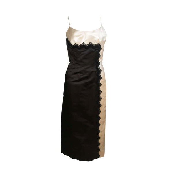 OLEG CASSINI Black and White Cocktail Dress with Lace Size 2-4 The Paper Bag Princess OLEG CASSINI Black and White Cocktail Dress with Lace Size 2-4 The Paper Bag Princess