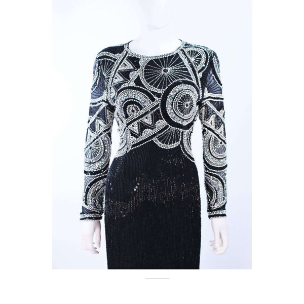 OLEG CASSINI 'Black Tie' Beaded Gown Size 6 The Paper Bag Princess OLEG CASSINI 'Black Tie' Beaded Gown Size 6 The Paper Bag Princess
