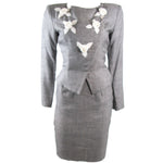 VICKY TIEL Linen and Wool 2 pc Jacket and Skirt Suit