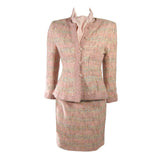 OSCAR DE LA RENTA  4 pc Skirt Suit with Silk Blouse and Scarf Size S