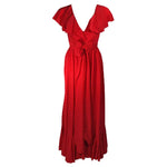 OSCAR DE LA RENTA Red Ruffled Neckline & Wrap Waist Dress Size 6