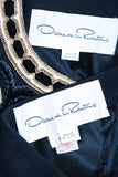 OSCAR DE LA RENTA Couture Embellished Black Wool Skirt Suit