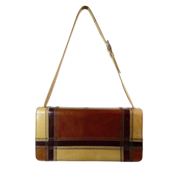 PRADA Brown Leather Stripe Handbag
