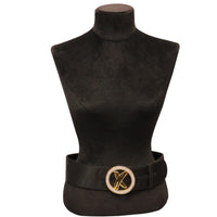 Palsha Picasso Black Satin and Gold Buckle Belt