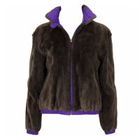 Ralph Lauren sheared beaver reversible purple cotton jacket