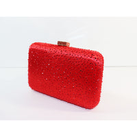 Elizabeth Mason Couture 'Small' Red Rhinestone Jewel Evening Clutch with Long Chain