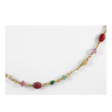 Reinstein Ross, Isabella Necklace 20K Gold with Rubies, Emerald and Tourmalines. 'Isabella' Necklace by Reinstein Ross 20K Gold with Ruby and Emerald cabochons, seed pearls, as well as faceted pink, green and yellow Tourmalines. Signature curved hook closure. 20" in length.Small pendant engraved designer signature at clasp Designed by Reinstein Ross, Circa 1990.
