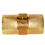 Rodo Golden Minaudière Handbag with Buckle Strap