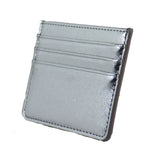 No Label: Small Silver Metallic Card Holder   Measurements:  Length: 5.5 in.  Height: 4 in.  Width: .5 in.