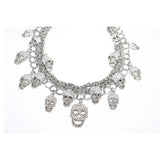 No Label: Skull Rhinestone and Charm Necklace  Measurements:  Length: 9 in.