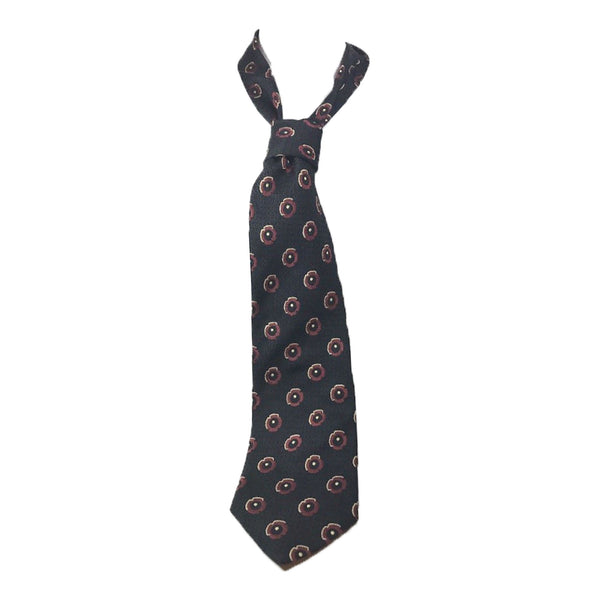 TINO COSINA Black Silk Neck Tie with Burgundy Floral Pattern 58 in.