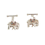 THOMAS Pink Sterling Silver Elephant Embellished Cufflinks. Thomas Pink Elephant cufflinksRed, blue, and purple rhinestones Sterling Silver Chain links and bar tack Measurements: Width: .5 in. Length: .75 in.