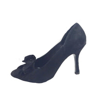 VIA SPIGA Black Suede Peep Toe Heels with Bow Size 8 1/2