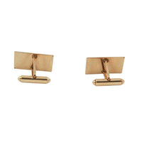 VINTAGE 14K Yellow Gold Rectangular Cufflinks. 14K Yellow Gold Rectangular cufflinksDiagonal stripe detail with a perfect area left for a personal Monogram Unknown designer10.89 grams Measurements: Width: 1 in. Length: .75 in.