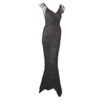 VINTAGE Circa 1930s 2 pc Black Sequin Gown with Silk Slip Dress