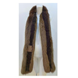 VINTAGE Custom Brown Fox Fling. This vintage brown real fox fur wrap is in great condition. It has dark brown velvet lining, velvet inner straps, and a satin monogram patch. Measurements in Inches:Width: 5 Length: 72