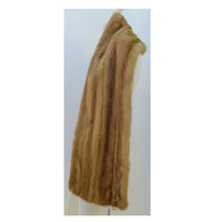 VINTAGE Custom Honey Blonde Mink Wrap. This real mink fur wrap is in great condition. It has a taupe satin lining and appliquéd monogram patches. Measurements in Inches:Width: 11.5Length: 72